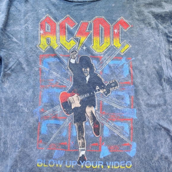 AC/DC 'Blow Up Your Video' Tour T-Shirt L Gray Stonewashed Long Sleeve Mens - Picture 3 of 8